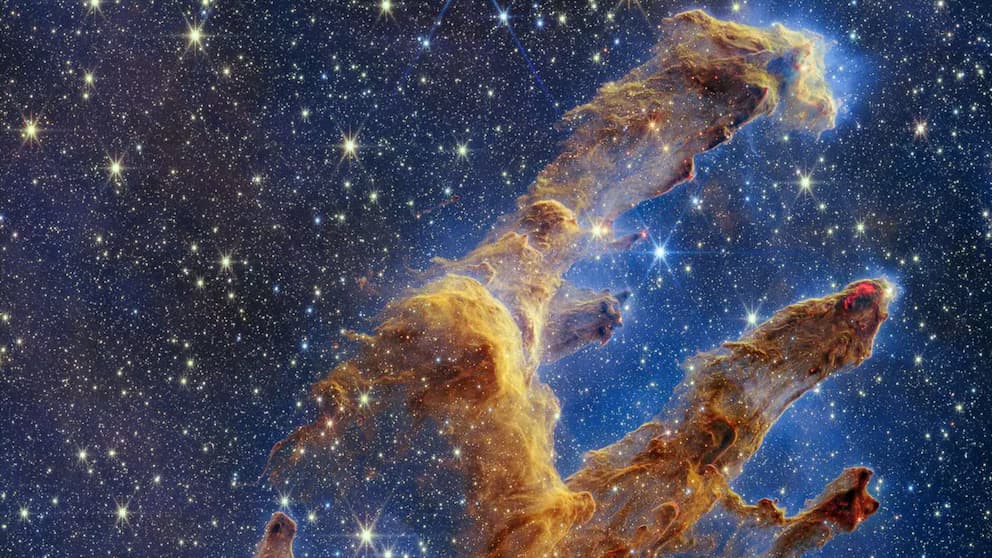 The Pillars of Creation, captured by the James Webb Space Telescope